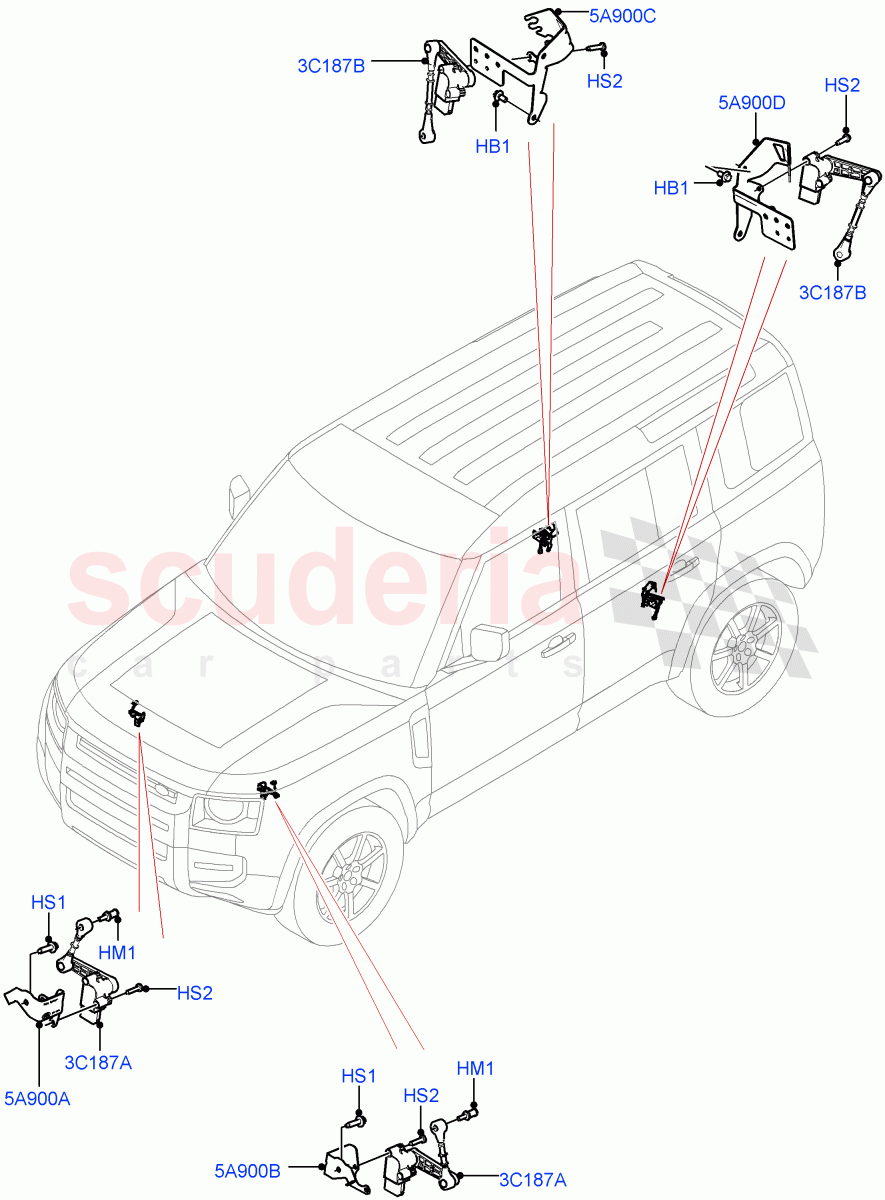 Air Suspension Controls/Electrics (With Four Corner Air Suspension) of Land Rover Land Rover Defender (2020+) [3.0 I6 Turbo Diesel AJ20D6]