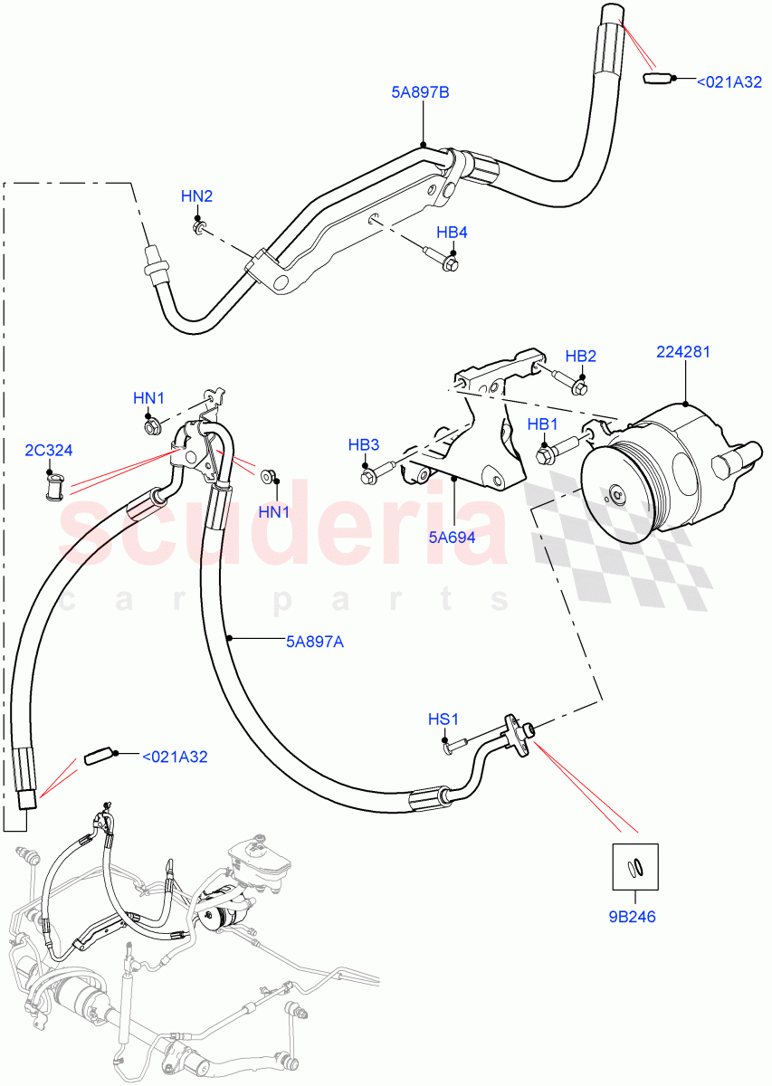 Active Anti-Roll Bar System (ARC Pump, High Pressure Pipes) (3.0 V6 Diesel, With ACE Suspension) ((V) FROMJA000001, (V) TOJA999999) of Land Rover Land Rover Range Rover Sport (2014+) [2.0 Turbo Petrol AJ200P]