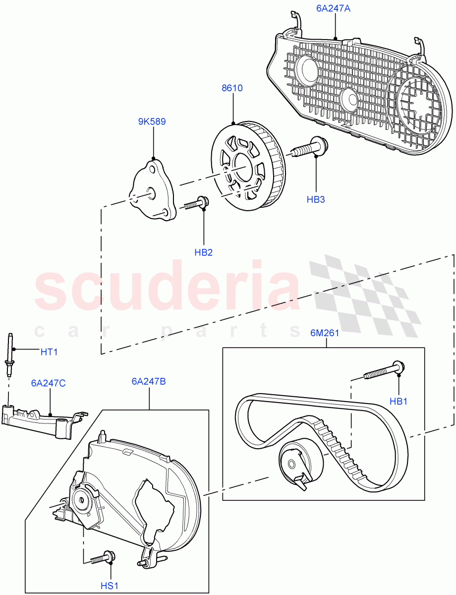 Pulleys And Drive Belts (Rear, Solihull Plant Build) (3.0 V6 Diesel) ((V) FROMAA000001) of Land Rover Land Rover Range Rover (2012-2021) [3.0 Diesel 24V DOHC TC]