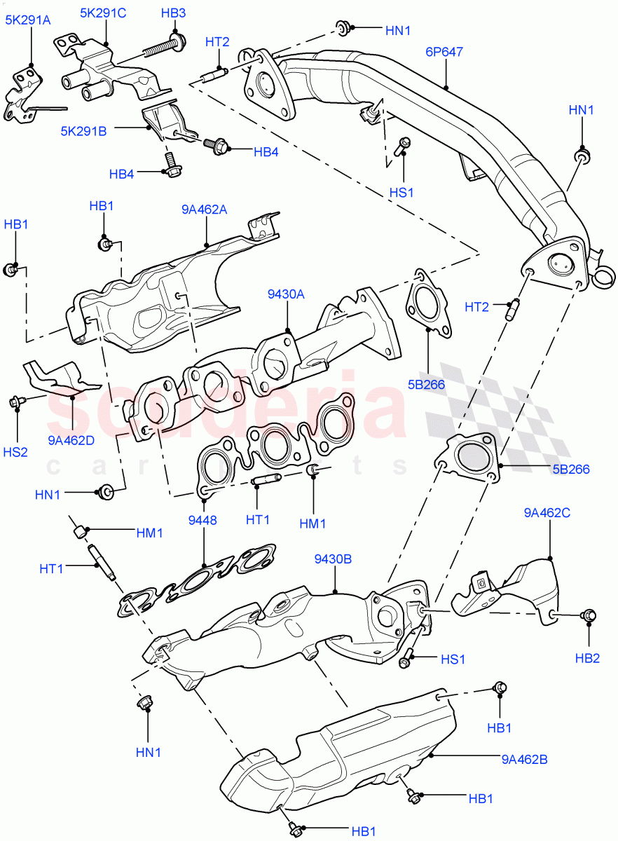 Exhaust Manifold (3.0 V6 Diesel) ((V) FROMAA000001) of Land Rover Land Rover Discovery 4 (2010-2016) [3.0 Diesel 24V DOHC TC]