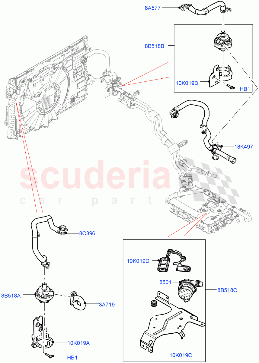 Water Pump (Auxiliary Water Pump Assembly) (1.5L AJ20P3 Petrol High PHEV, Halewood (UK)) ((V) FROMMH000001) of Land Rover Land Rover Range Rover Evoque (2019+) [1.5 I3 Turbo Petrol AJ20P3]
