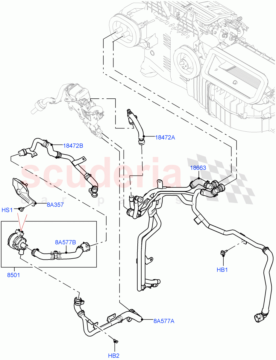 Heater Hoses (Front) (3.0L AJ20P6 Petrol High, Fuel Fired Heater With Park Heat, Premium Air Conditioning-Front/Rear, Fuel Heater W/Pk Heat With Remote) ((V) FROMKA000001) of Land Rover Land Rover Range Rover (2012-2021) [2.0 Turbo Petrol GTDI]