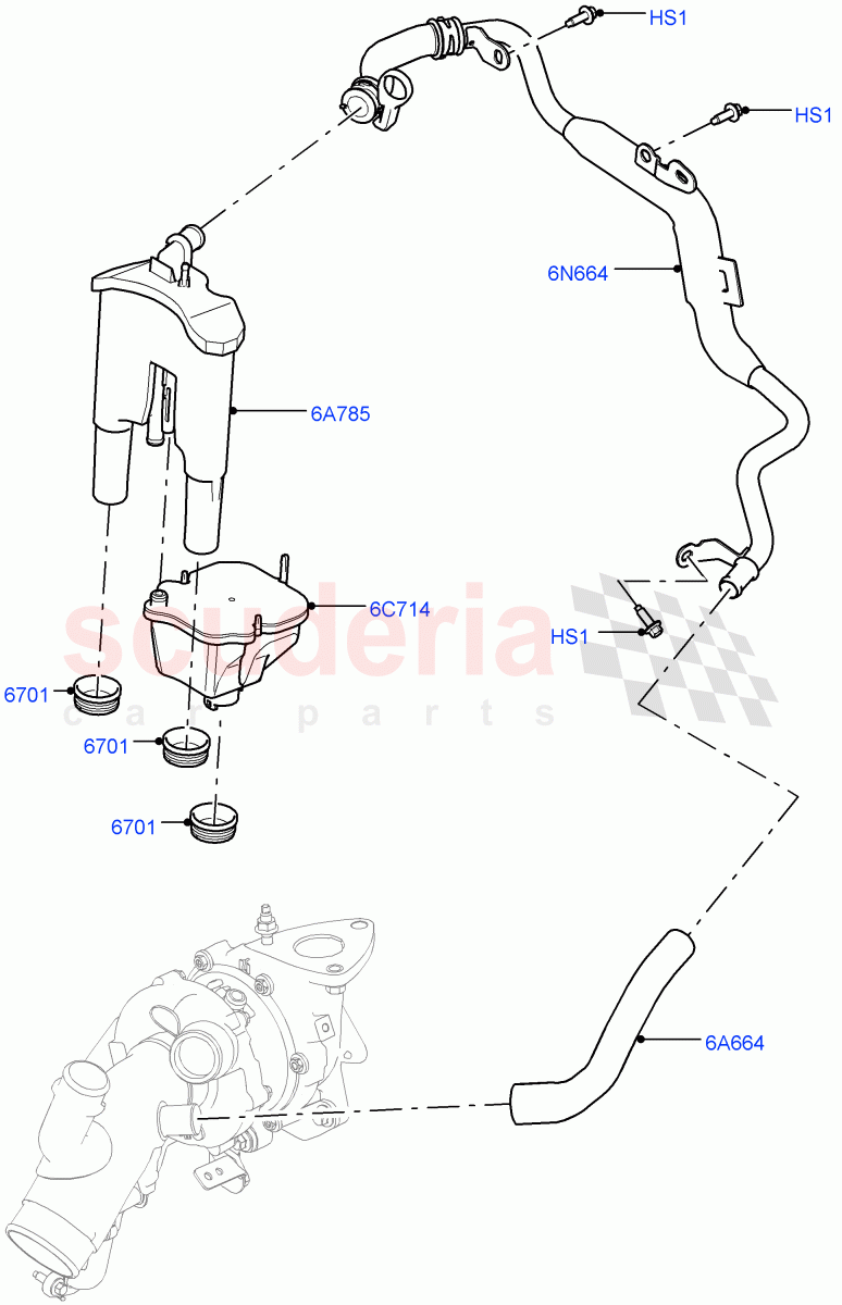 Emission Control - Crankcase (Engine Ventilation, Solihull Plant Build) (3.0 V6 D Gen2 Twin Turbo) ((V) FROMFA000001) of Land Rover Land Rover Range Rover Sport (2014+) [3.0 Diesel 24V DOHC TC]