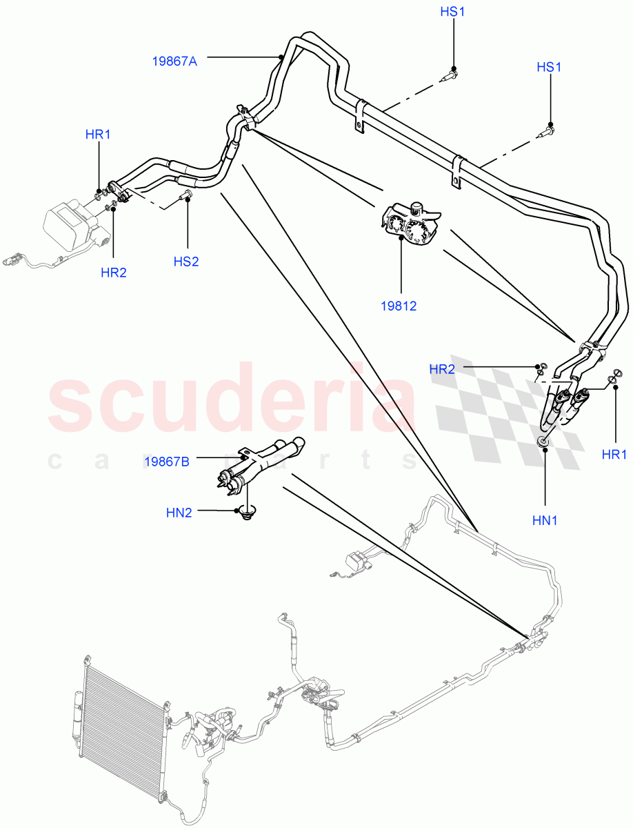 Air Conditioning Condensr/Compressr (Rear) (Air Conditioning Hybrid-Front/Rear, 2 Zone Air Conditioning - Hybrid) ((V) FROMEA000001, (V) TOHA999999) of Land Rover Land Rover Range Rover Sport (2014+) [2.0 Turbo Petrol AJ200P]