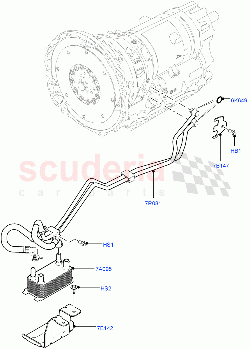 Transmission Cooling Systems (5.0L P AJ133 DOHC CDA S/C Enhanced, 8 Speed Auto Trans ZF 8HP70 4WD) ((V) FROMKA000001) of Land Rover Land Rover Range Rover Velar (2017+) [2.0 Turbo Petrol AJ200P]