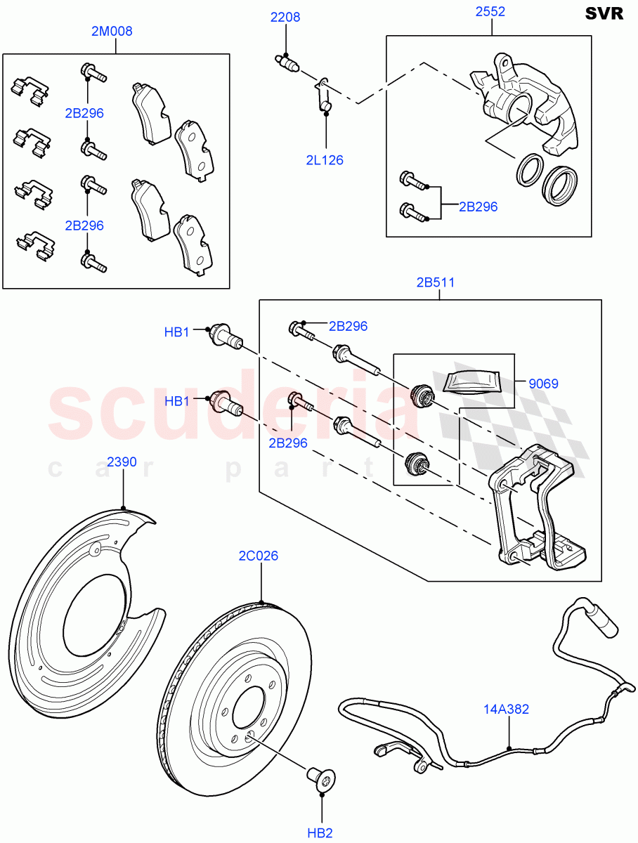 Rear Brake Discs And Calipers (SVR Version, SVR) ((V) FROMFA000001) of Land Rover Land Rover Range Rover Sport (2014+) [3.0 DOHC GDI SC V6 Petrol]