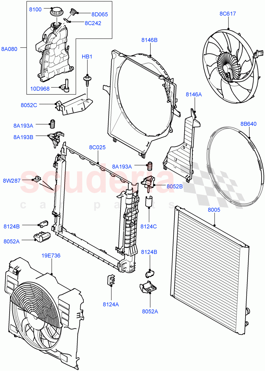 Radiator/Coolant Overflow Container (5.0L OHC SGDI NA V8 Petrol - AJ133) ((V) FROMAA000001) of Land Rover Land Rover Range Rover (2010-2012) [5.0 OHC SGDI NA V8 Petrol]