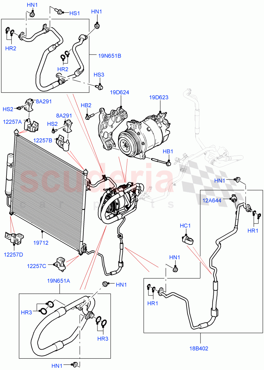 Air Conditioning Condensr/Compressr (Front) (3.0L AJ20P6 Petrol High, 3.0L AJ20D6 Diesel High) ((V) FROMKA000001) of Land Rover Land Rover Range Rover (2012-2021) [3.0 I6 Turbo Diesel AJ20D6]