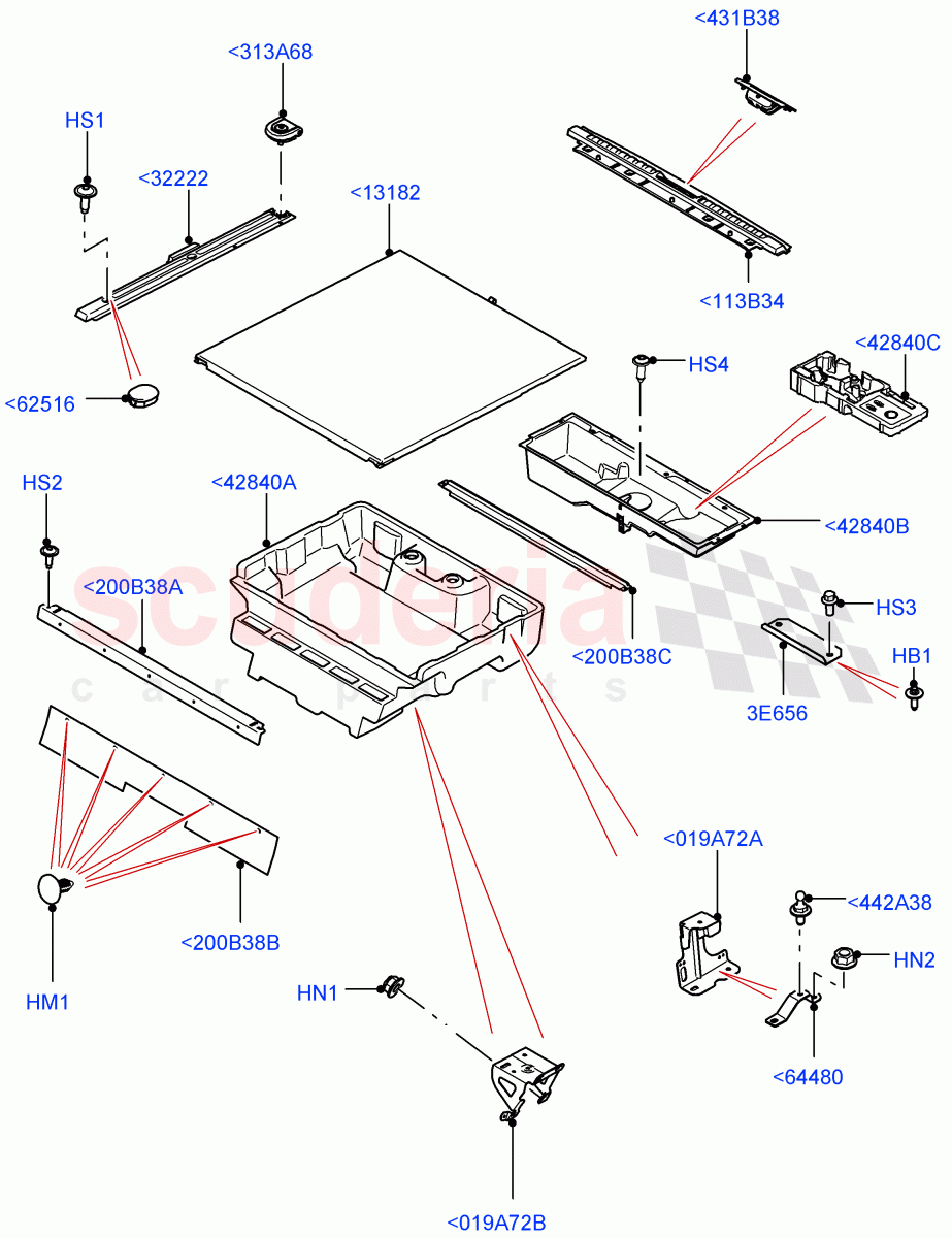Load Compartment Trim (Nitra Plant Build, Floor) (Less 3rd Row Rear Seat, With 2 Seat Configuration, With 5 Seat Configuration) ((V) FROMK2000001) of Land Rover Land Rover Discovery 5 (2017+) [3.0 Diesel 24V DOHC TC]