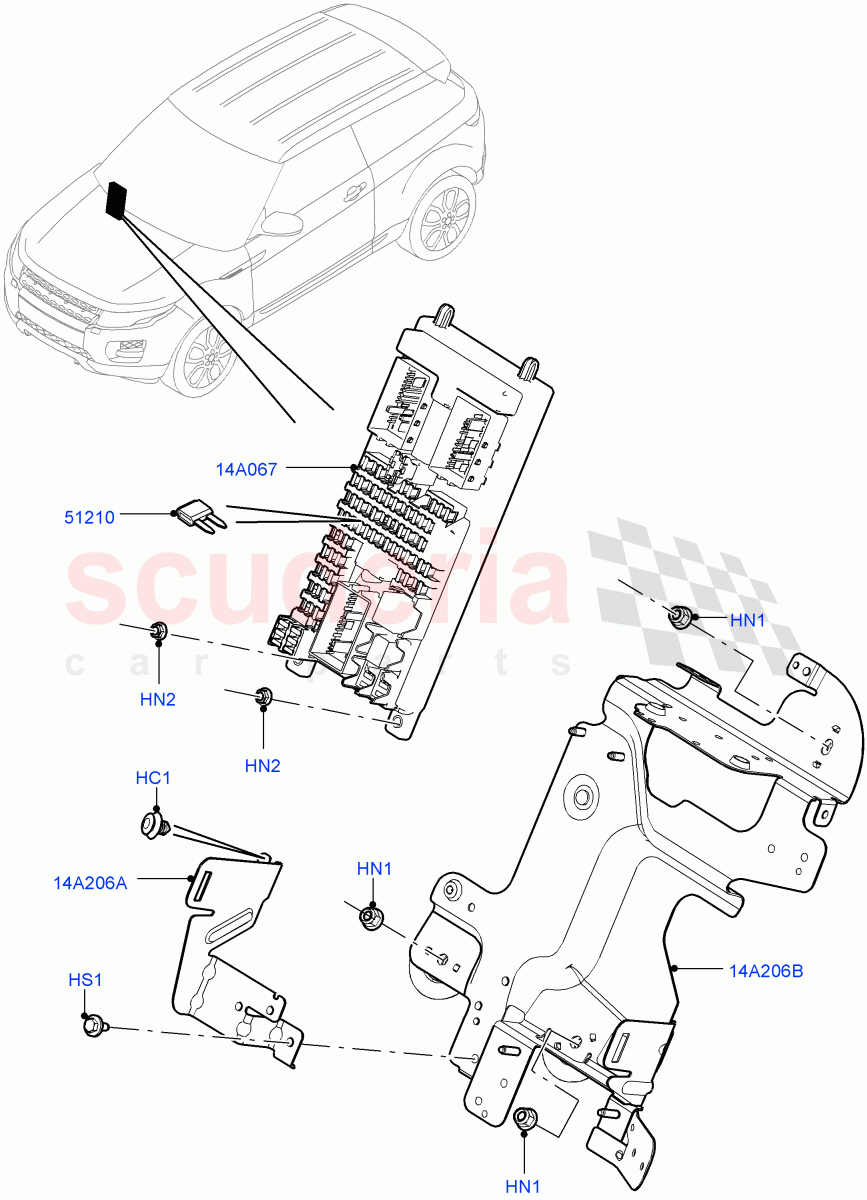 Fuses, Holders And Circuit Breakers (Passenger Compartment) (Halewood (UK)) of Land Rover Land Rover Range Rover Evoque (2012-2018) [2.2 Single Turbo Diesel]