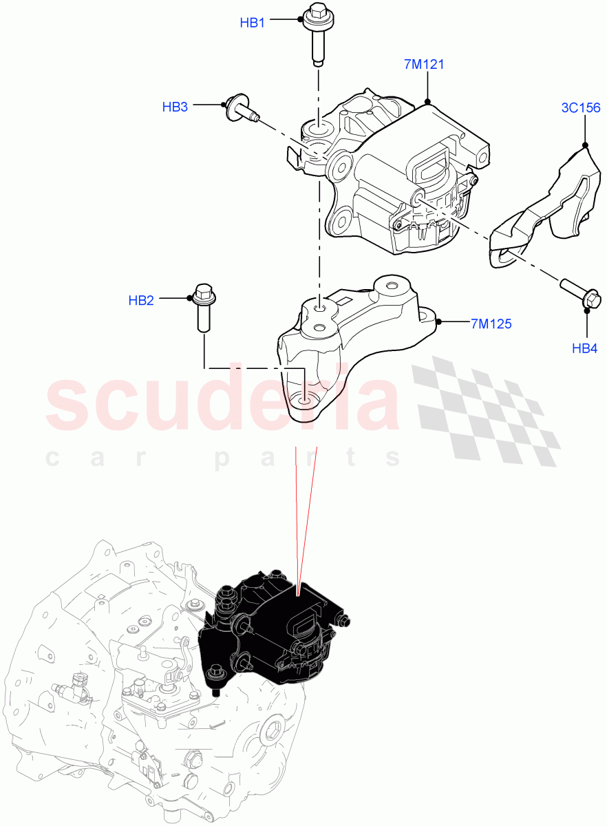 Transmission Mounting (2.0L AJ20D4 Diesel Mid PTA, 6 Speed Manual Trans BG6, Itatiaia (Brazil), 2.0L AJ20D4 Diesel LF PTA) of Land Rover Land Rover Range Rover Evoque (2019+) [2.0 Turbo Diesel]