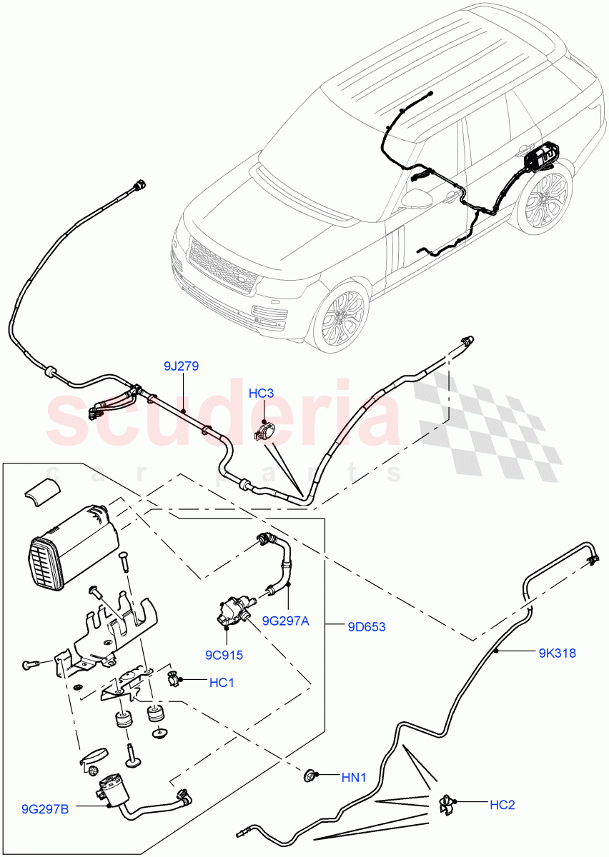 Fuel Lines (Rear) (5.0L OHC SGDI NA V8 Petrol - AJ133, EU2, ULEV II Requirements) ((V) TOFA999999) of Land Rover Land Rover Range Rover (2012-2021) [5.0 OHC SGDI NA V8 Petrol]