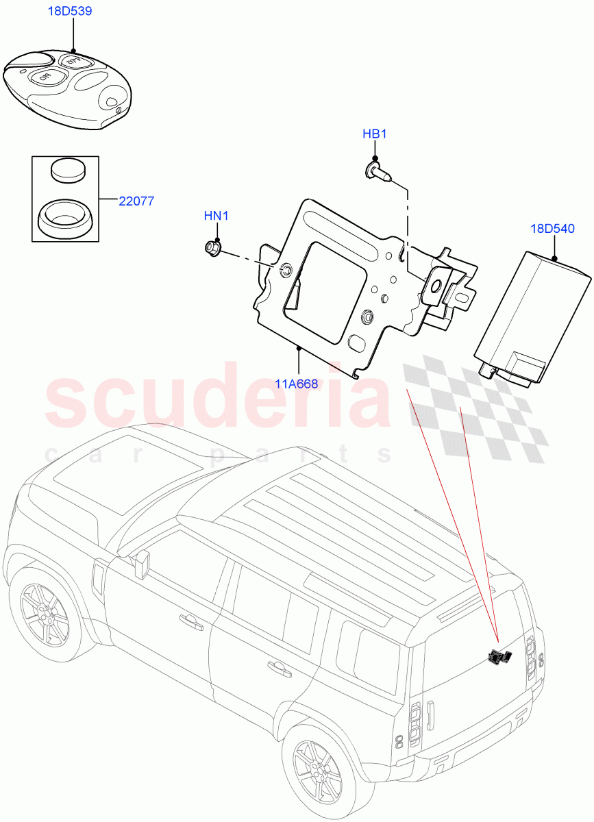 Auxiliary Fuel Fired Pre-Heater (Remote Control) (Fuel Heater W/Pk Heat With Remote) of Land Rover Land Rover Defender (2020+) [3.0 I6 Turbo Diesel AJ20D6]