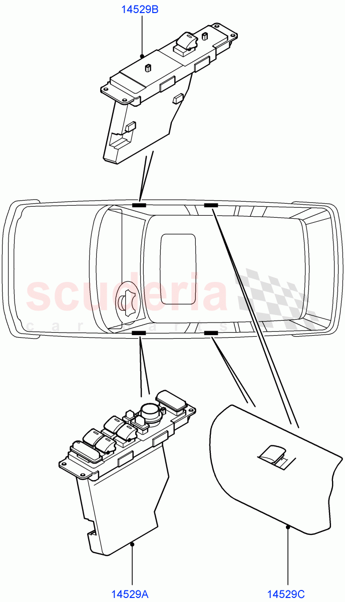 Switches (Front And Rear Doors) ((V) FROMAA000001) of Land Rover Land Rover Range Rover (2010-2012) [5.0 OHC SGDI NA V8 Petrol]