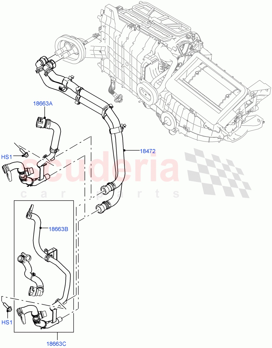 Heater Hoses (2.0L I4 DSL MID DOHC AJ200, With Ptc Heater, 2.0L I4 DSL HIGH DOHC AJ200, Less Heater) of Land Rover Land Rover Range Rover Velar (2017+) [2.0 Turbo Diesel AJ21D4]