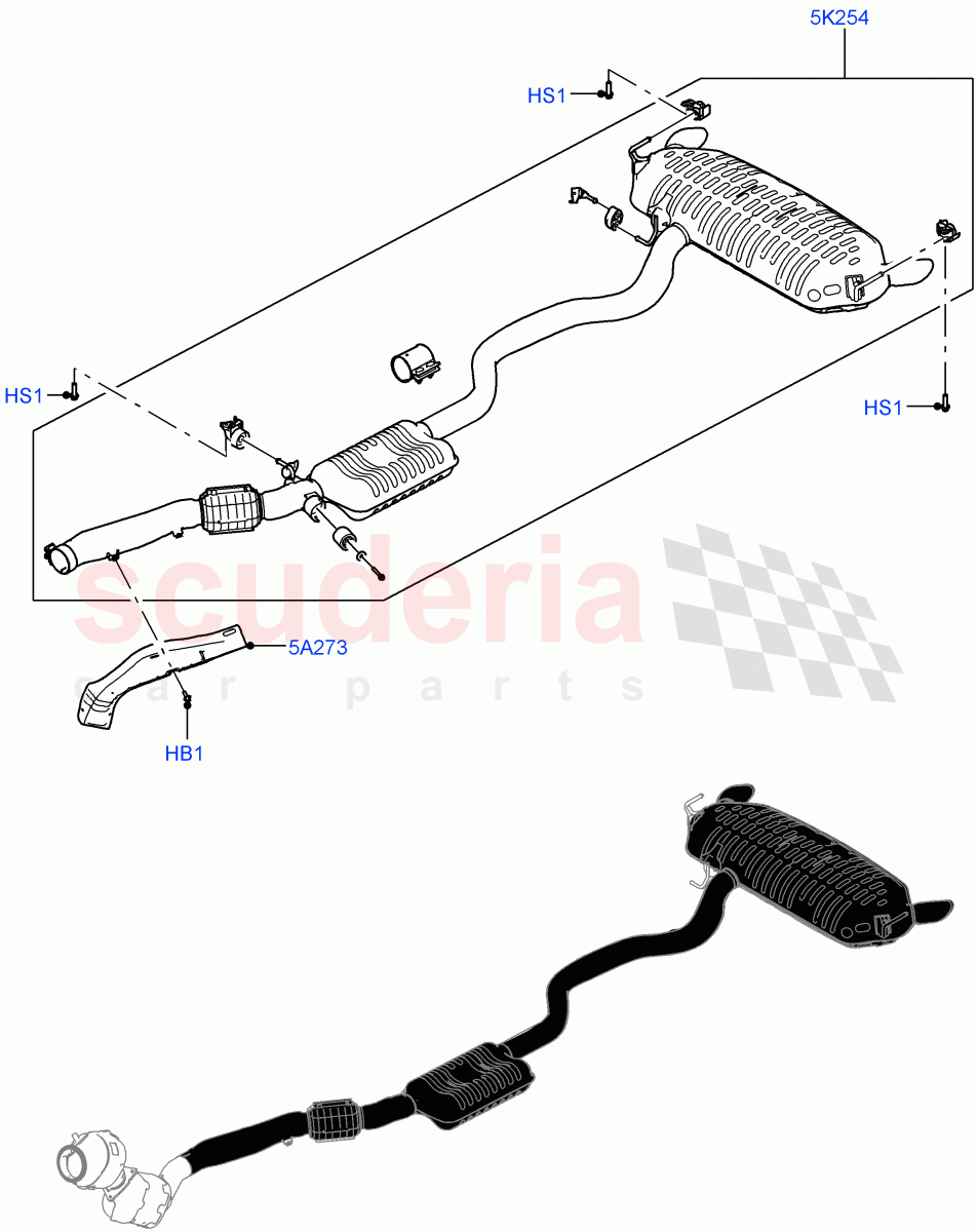 Rear Exhaust System (3.0L AJ20P6 Petrol High) of Land Rover Land Rover Range Rover (2022+) [3.0 I6 Turbo Petrol AJ20P6]