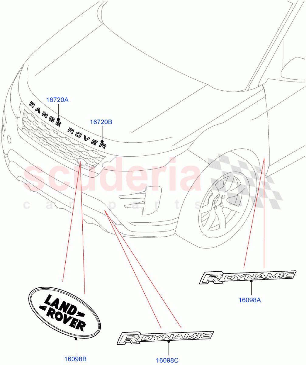 Name Plates (Front Section) (Halewood (UK)) of Land Rover Land Rover Range Rover Evoque (2019+) [2.0 Turbo Diesel AJ21D4]
