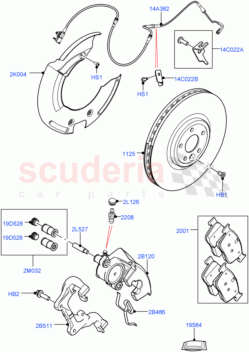 Front Brake Discs And Calipers (Version - Core, Version - R-Dynamic) of Land Rover Land Rover Range Rover Velar (2017+) [2.0 Turbo Diesel AJ21D4]