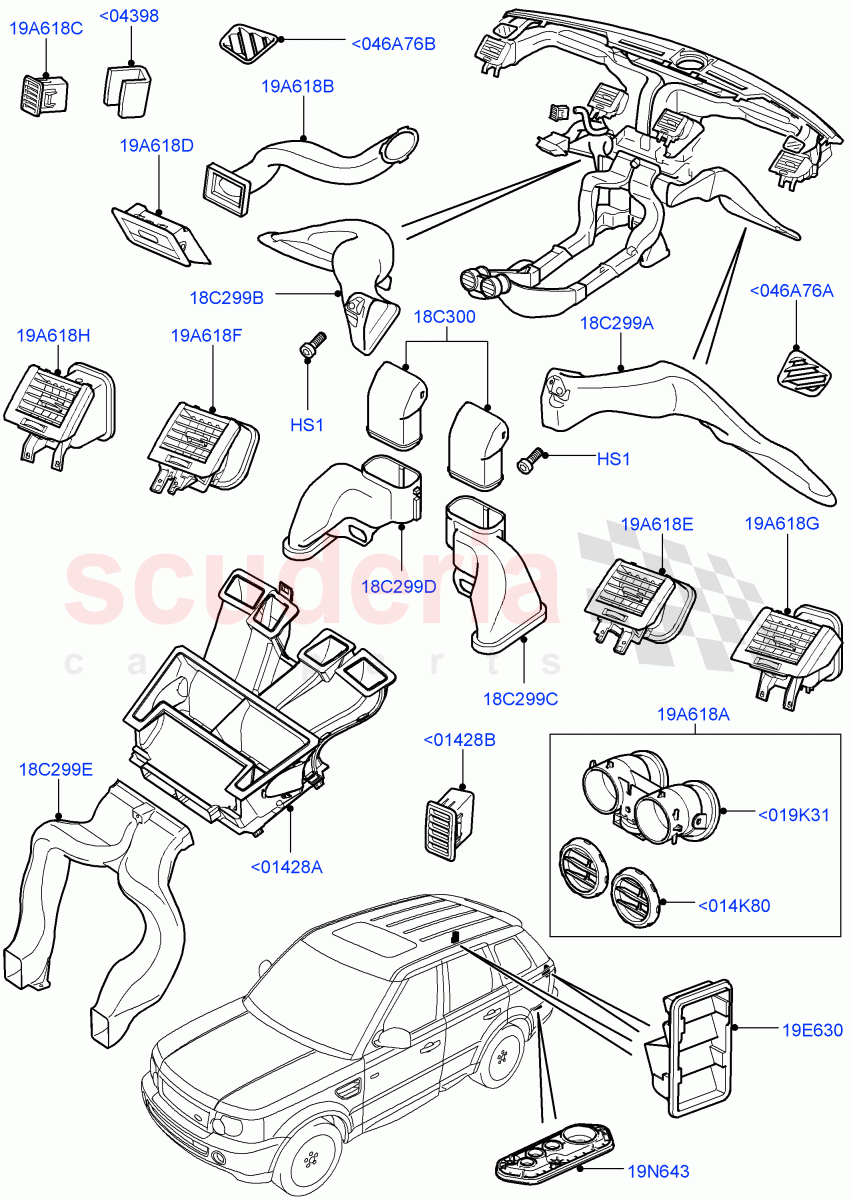 Air Vents, Louvres And Ducts ((V) TO9A999999) of Land Rover Land Rover Range Rover Sport (2005-2009) [4.4 AJ Petrol V8]