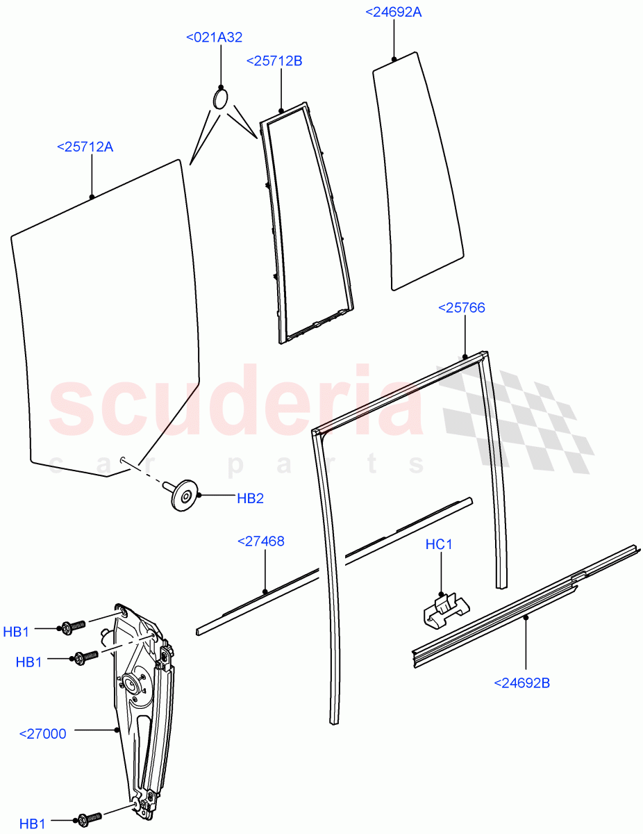 Rear Door Glass And Window Controls (Less Armoured) ((V) FROMAA000001) of Land Rover Land Rover Range Rover (2010-2012) [5.0 OHC SGDI NA V8 Petrol]