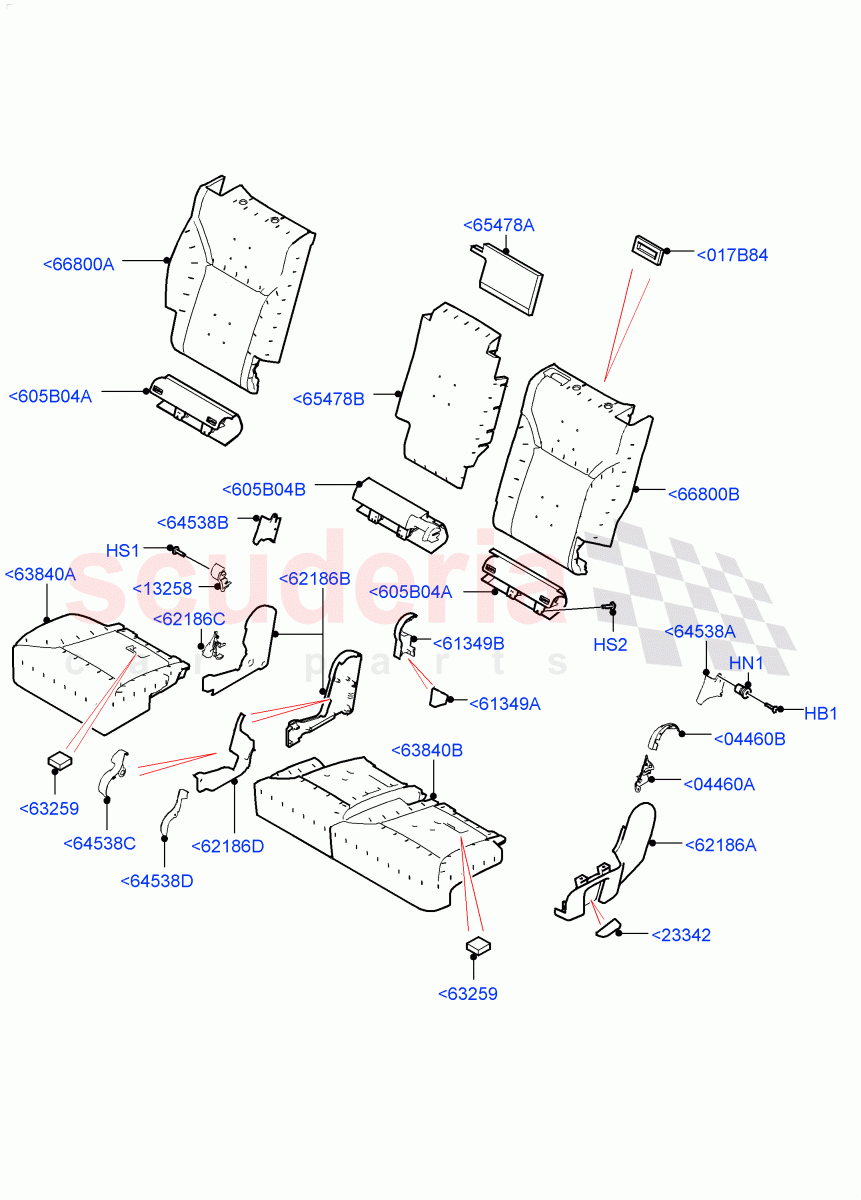 Rear Seat Pads/Valances & Heating (Pads/Valances) (60/40 Load Through With Slide) of Land Rover Land Rover Defender (2020+) [3.0 I6 Turbo Petrol AJ20P6]