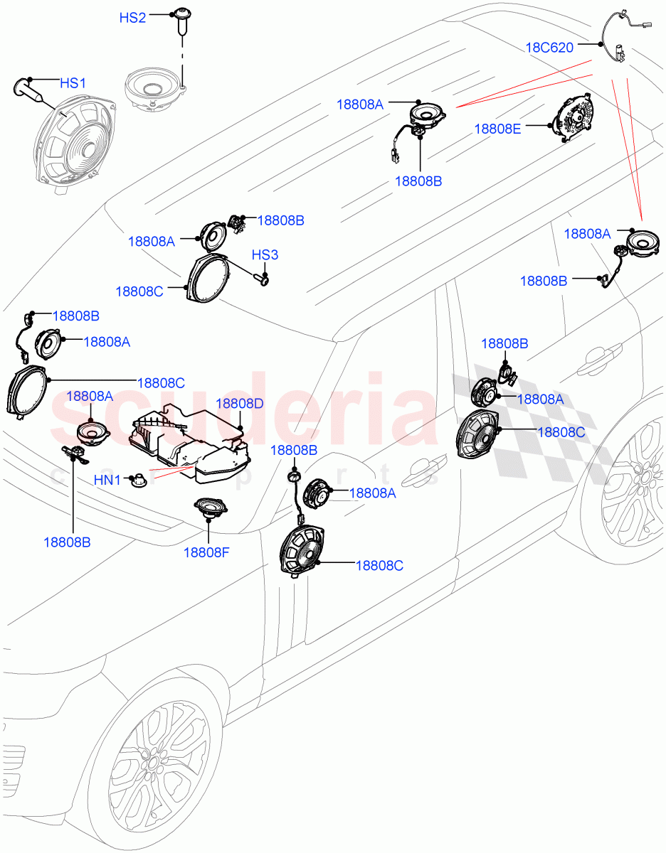 Speakers (Premium Audio 1280 W) of Land Rover Land Rover Range Rover (2012-2021) [5.0 OHC SGDI NA V8 Petrol]