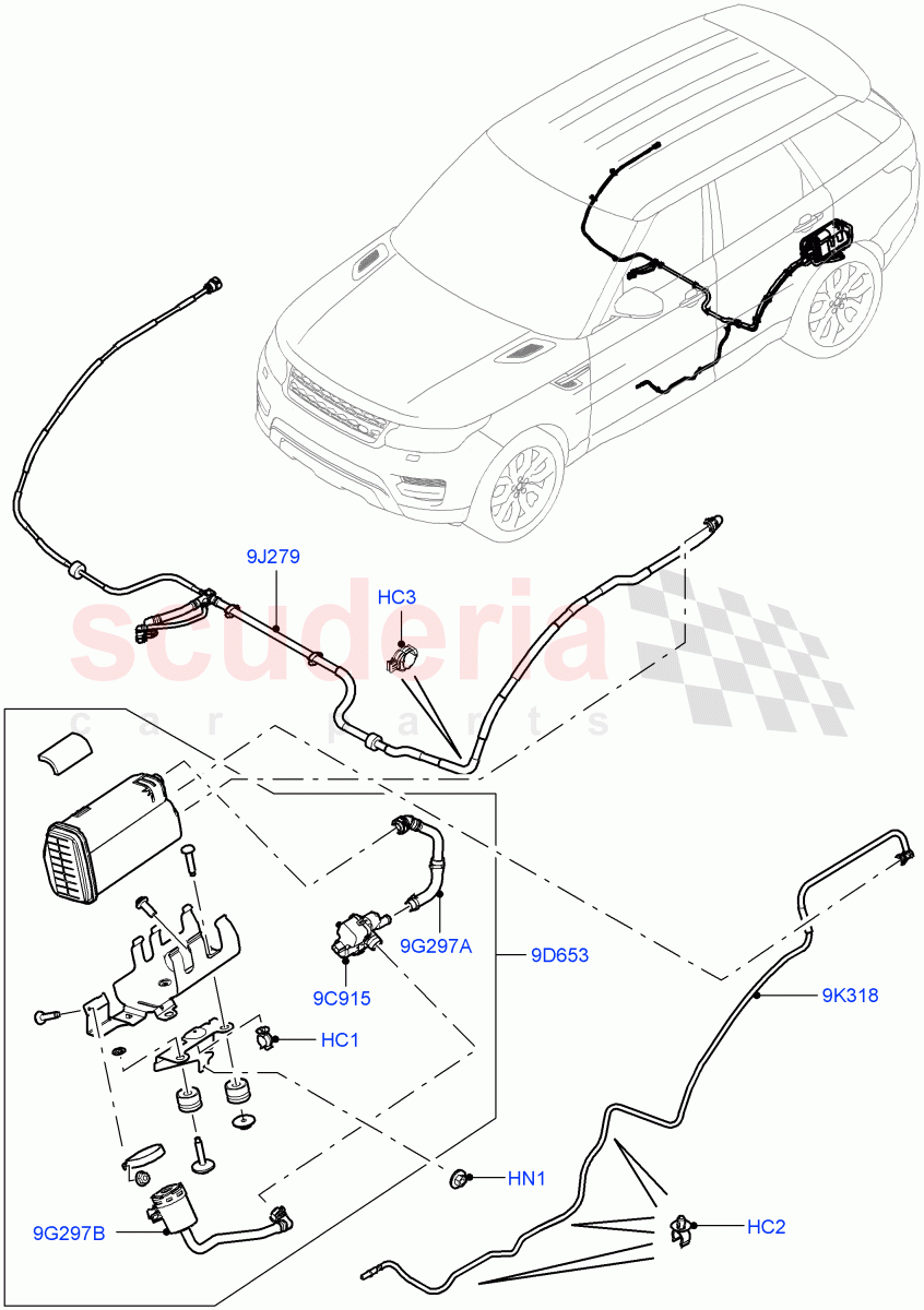Fuel Lines (Rear) (3.0L DOHC GDI SC V6 PETROL, (+) "CDN/MEX/USA", (+) "KOR") ((V) TOEA999999) of Land Rover Land Rover Range Rover Sport (2014+) [3.0 DOHC GDI SC V6 Petrol]