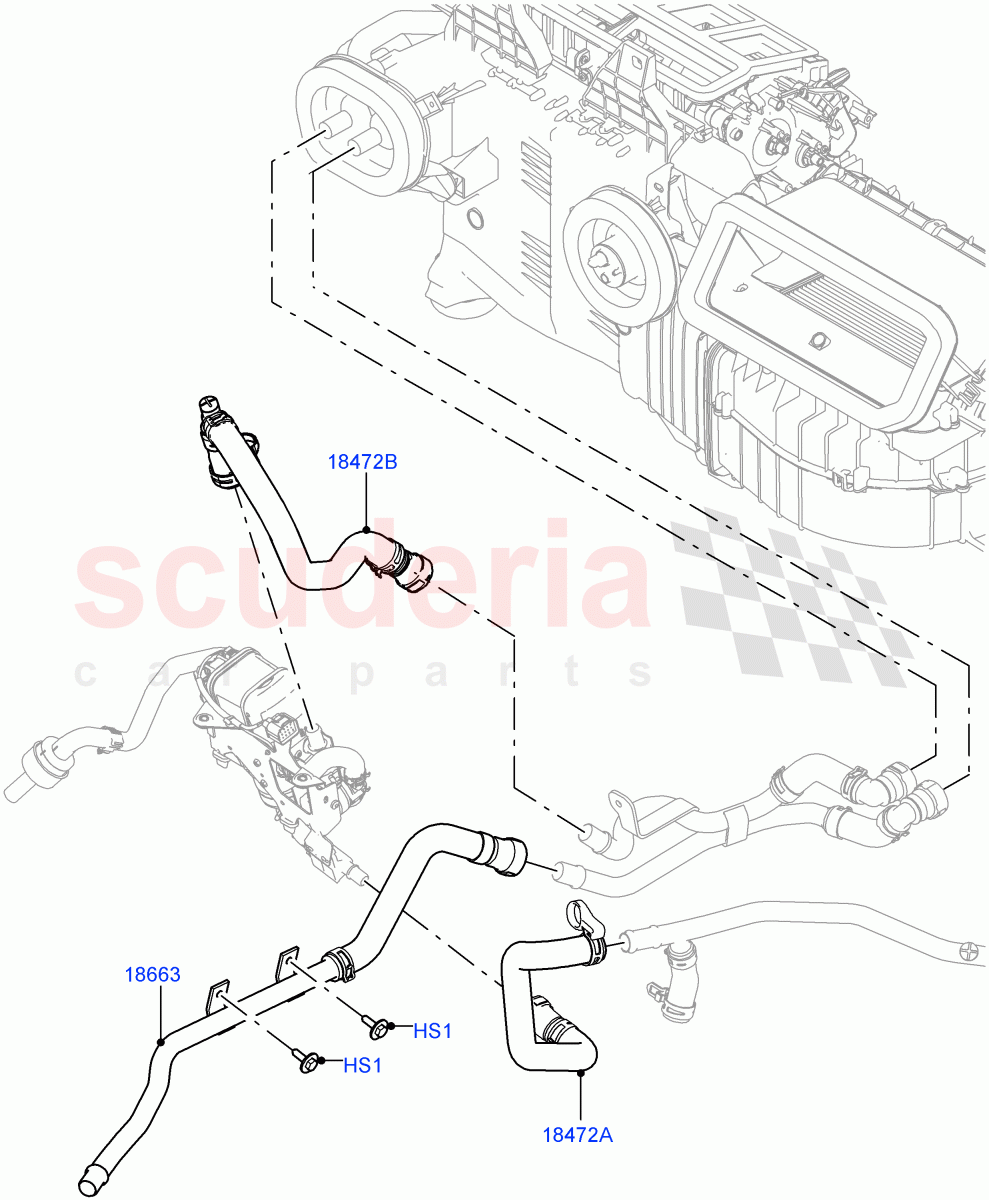 Heater Hoses (Nitra Plant Build) (3.0 V6 D Gen2 Mono Turbo, With Fuel Fired Heater, 3.0 V6 D Low MT ROW, 3.0 V6 D Gen2 Twin Turbo) ((V) FROMK2000001) of Land Rover Land Rover Discovery 5 (2017+) [3.0 DOHC GDI SC V6 Petrol]