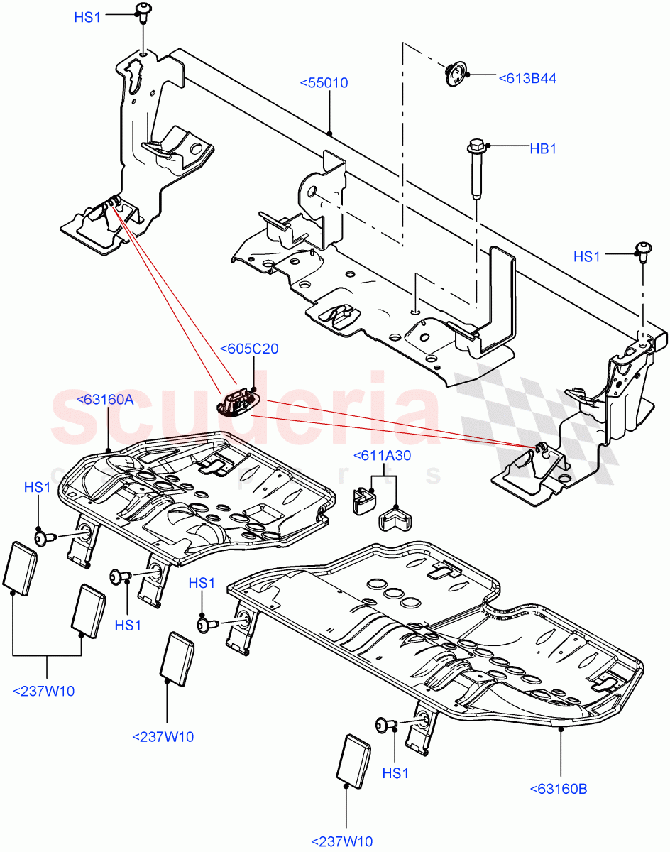 Rear Seat Base (Changsu (China), With 60/40 Split - Folding Rr Seat) ((V) FROMFG000001) of Land Rover Land Rover Discovery Sport (2015+) [2.0 Turbo Diesel AJ21D4]
