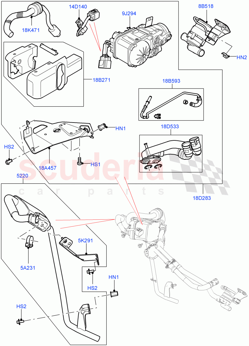 Auxiliary Fuel Fired Pre-Heater (Heater Components, External Components) (Changsu (China), Fuel Heater W/Pk Heat Less Remote, Fuel Fired Heater With Park Heat, With Fuel Fired Heater) ((V) FROMFG000001) of Land Rover Land Rover Discovery Sport (2015+) [2.0 Turbo Petrol GTDI]