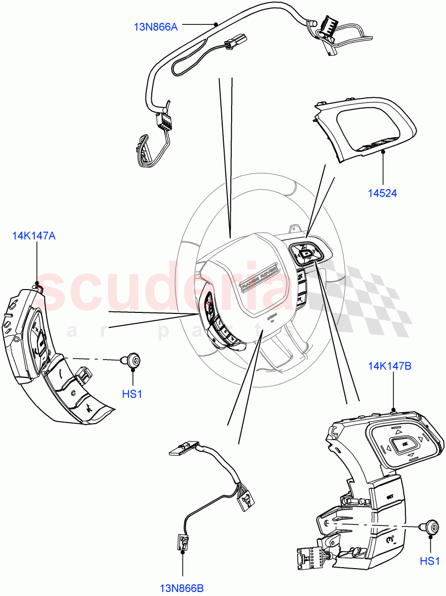 Switches (Steering Wheel) (Itatiaia (Brazil)) ((V) FROMGT000001) of Land Rover Land Rover Range Rover Evoque (2012-2018) [2.0 Turbo Diesel]