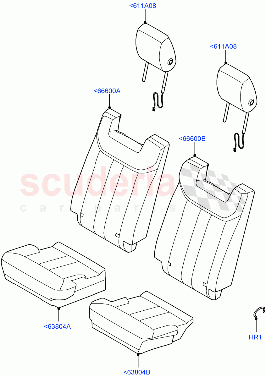 Rear Seat Covers (Semi Aniline Leather Perf, With Third Row Power Folding Seat) of Land Rover Land Rover Range Rover (2022+) [3.0 I6 Turbo Diesel AJ20D6]