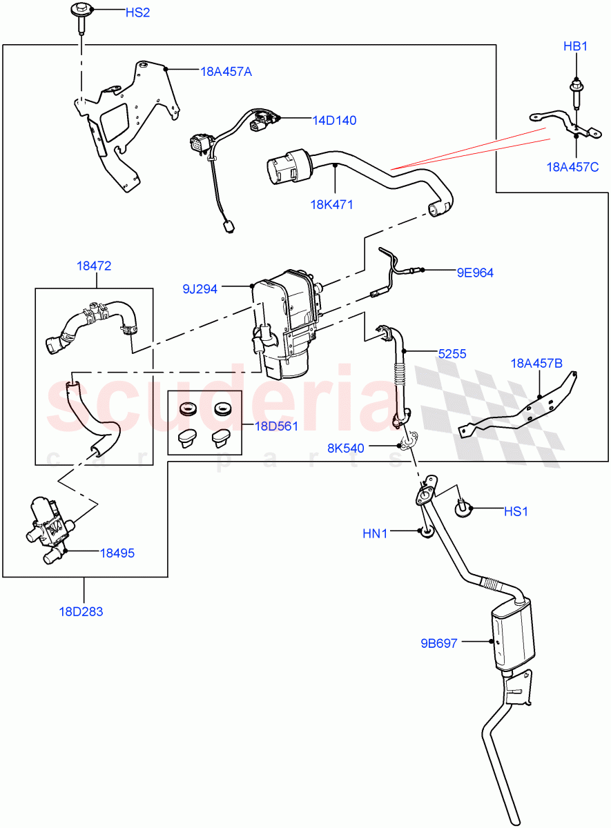 Auxiliary Fuel Fired Pre-Heater (2.0L AJ200P Hi PHEV, Fuel Fired Heater With Park Heat, With Fuel Fired Heater, Fuel Heater W/Pk Heat With Remote) of Land Rover Land Rover Defender (2020+) [3.0 I6 Turbo Diesel AJ20D6]