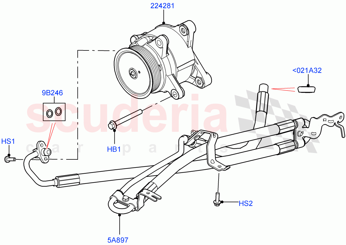 Active Anti-Roll Bar System (High Pressure Pipes, ARC Pump) (3.0L AJ20D6 Diesel High, Electronic Air Suspension With ACE, Sport Suspension w/ARC) ((V) FROMLA000001) of Land Rover Land Rover Range Rover Sport (2014+) [2.0 Turbo Petrol AJ200P]