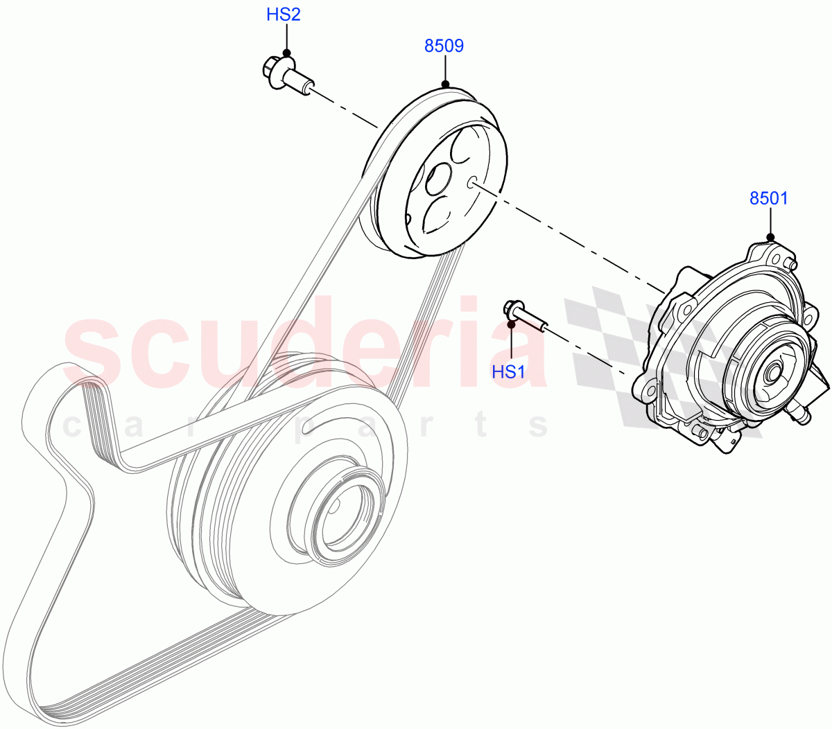 Water Pump (2.0L AJ21D4 Diesel Mid, Itatiaia (Brazil), Electric Engine Battery-MHEV) of Land Rover Land Rover Range Rover Evoque (2019+) [2.0 Turbo Diesel AJ21D4]