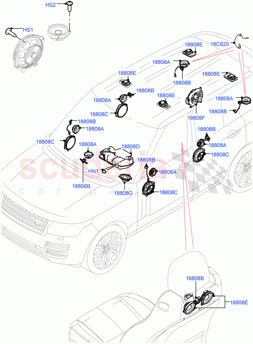 Speakers ((V) TOHA999999) of Land Rover Land Rover Range Rover (2012-2021) [3.0 I6 Turbo Petrol AJ20P6]