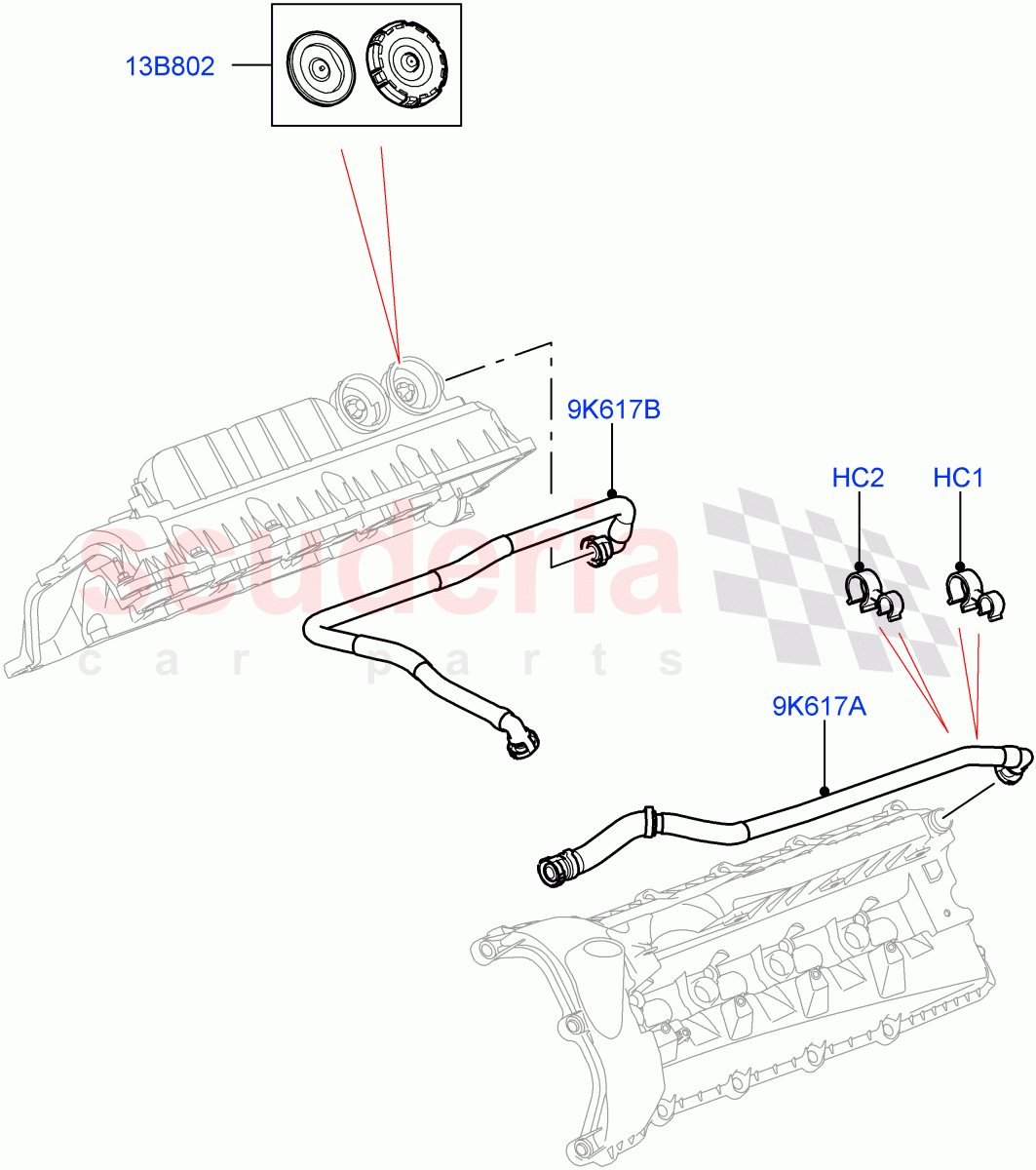 Emission Control - Crankcase (5.0L OHC SGDI SC V8 Petrol - AJ133, 5.0 Petrol AJ133 DOHC CDA, 5.0L P AJ133 DOHC CDA S/C Enhanced) ((V) FROMAA000001) of Land Rover Land Rover Range Rover (2012-2021) [5.0 OHC SGDI SC V8 Petrol]