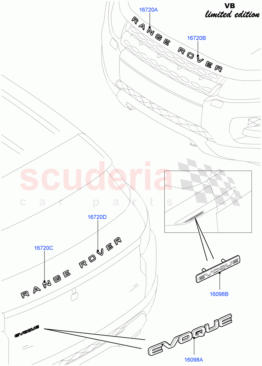 Name Plates (Victoria Beckham Limited Edition, Halewood (UK)) of Land Rover Land Rover Range Rover Evoque (2012-2018) [2.0 Turbo Petrol GTDI]