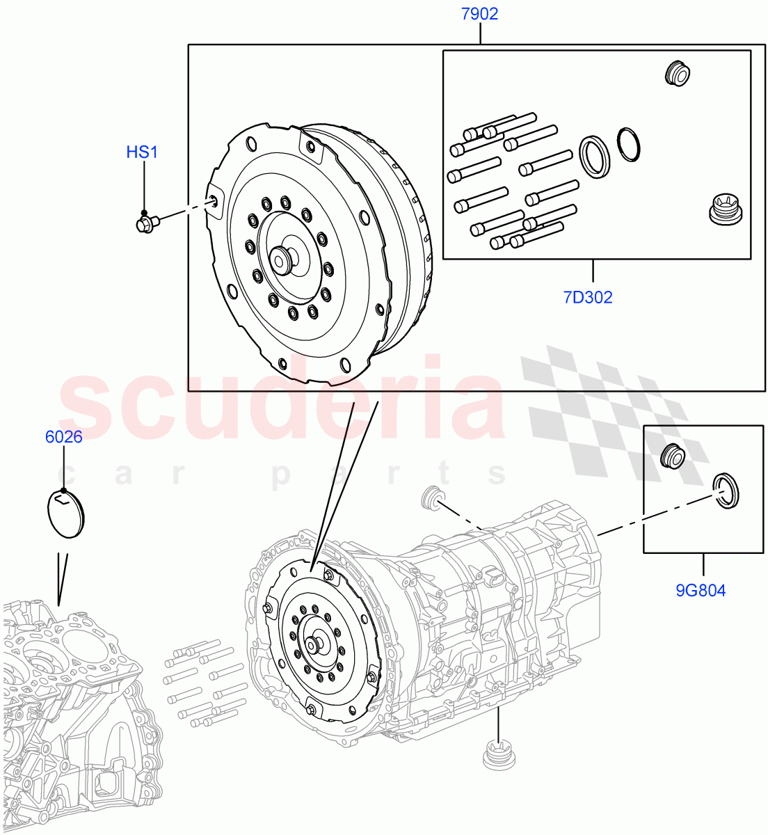 Converter (Solihull Plant Build) (3.0 V6 Diesel, 8 Speed Auto Trans ZF 8HP70 4WD) ((V) FROMAA000001) of Land Rover Land Rover Range Rover Sport (2014+) [5.0 OHC SGDI SC V8 Petrol]