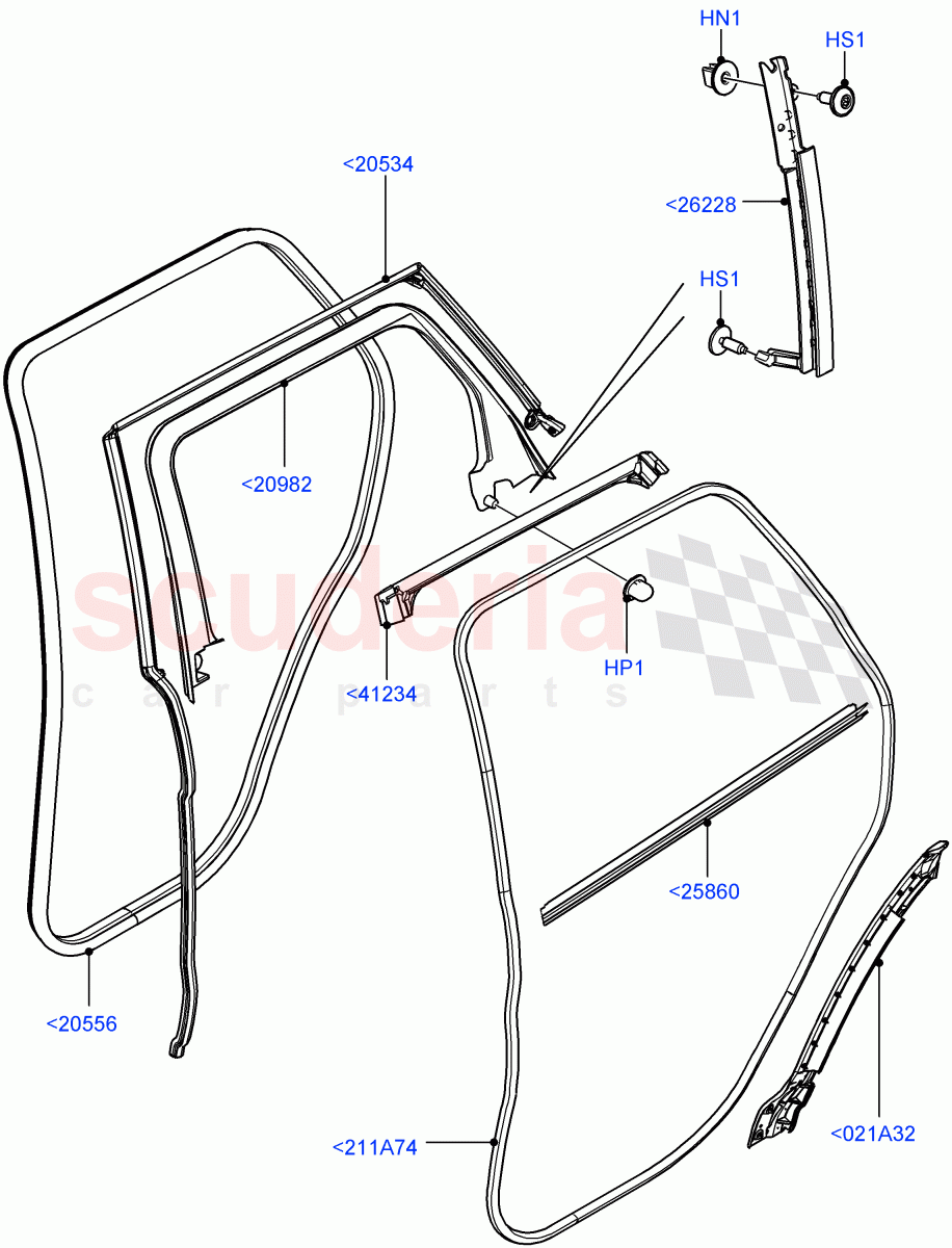 Rear Doors, Hinges & Weatherstrips (Weatherstrips And Seals) (5 Door, Halewood (UK)) of Land Rover Land Rover Range Rover Evoque (2012-2018) [2.0 Turbo Diesel]