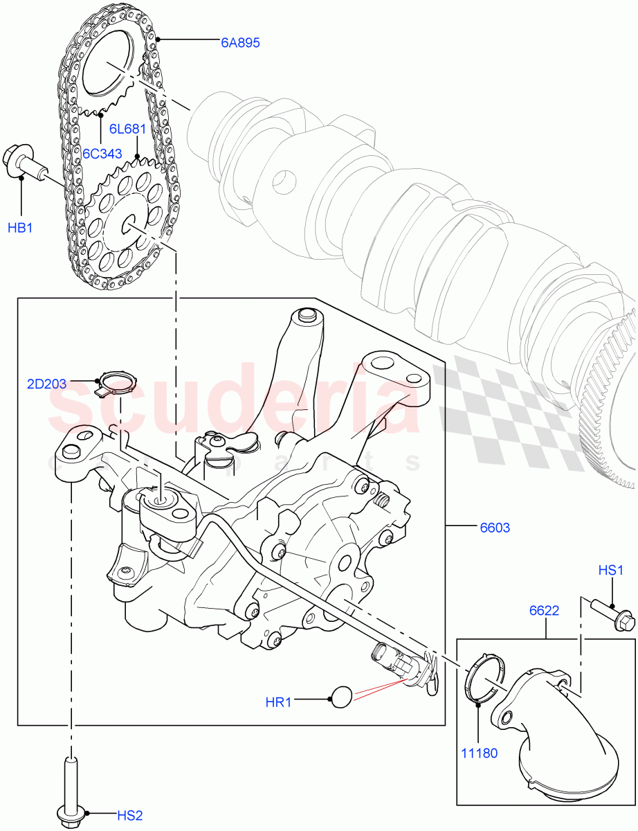 Oil Pump (2.0L AJ20P4 Petrol High PTA, Halewood (UK), 2.0L AJ20P4 Petrol E100 PTA, 2.0L AJ20P4 Petrol Mid PTA) of Land Rover Land Rover Range Rover Evoque (2019+) [2.0 Turbo Petrol AJ200P]