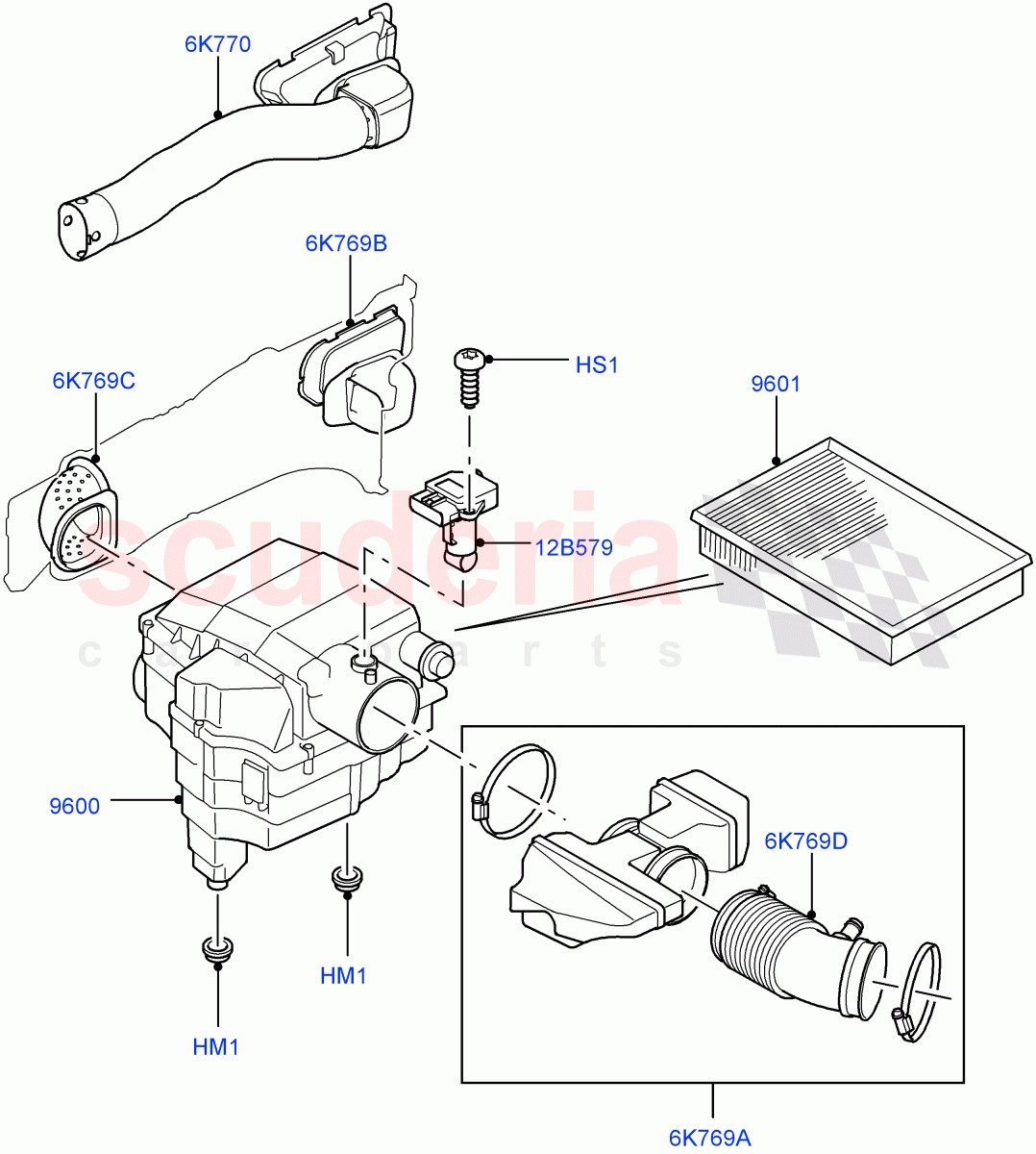 Air Cleaner (AJ Petrol 4.4 V8 EFI (220KW)) of Land Rover Land Rover Range Rover Sport (2005-2009) [4.4 AJ Petrol V8]