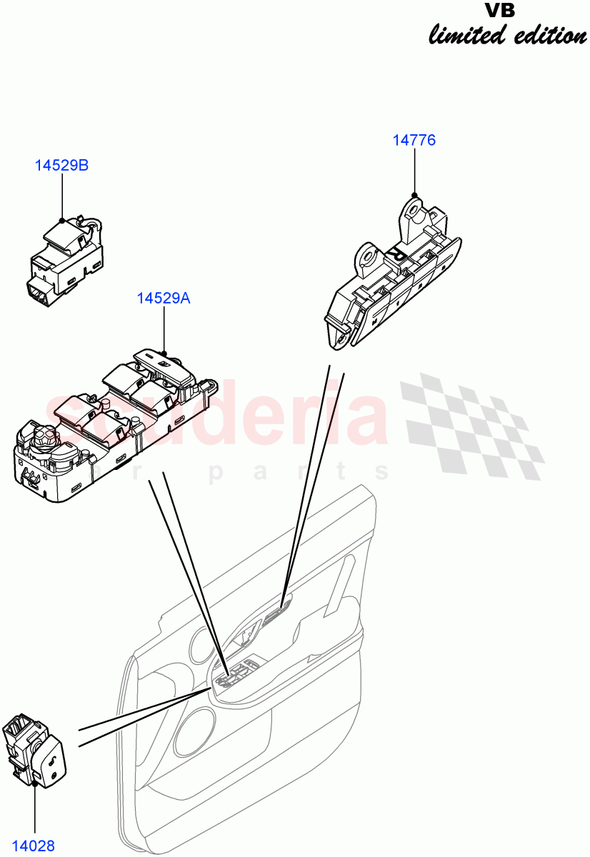 Switches (Door) (Victoria Beckham Limited Edition, Halewood (UK)) of Land Rover Land Rover Range Rover Evoque (2012-2018) [2.0 Turbo Diesel]