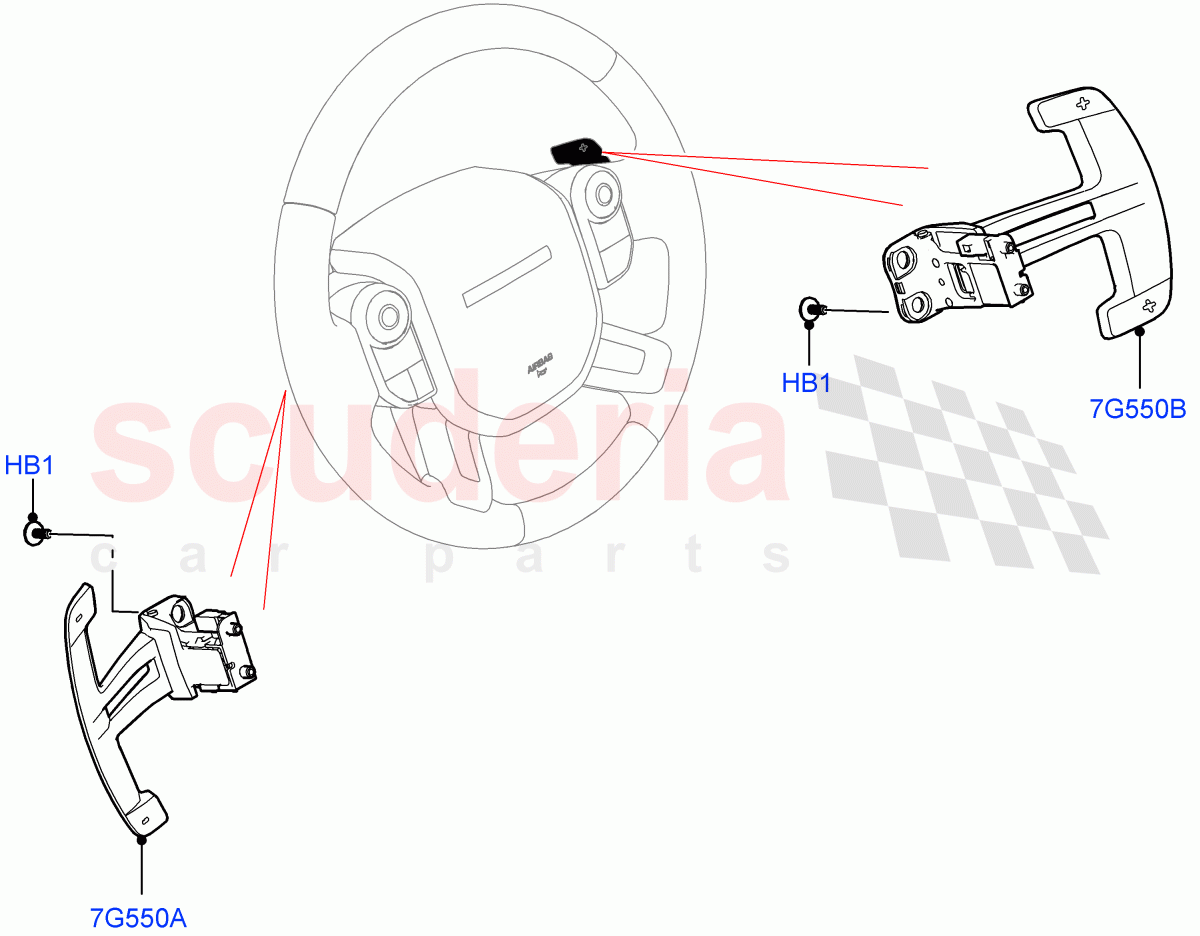 Gear Change-Automatic Transmission (Steering Wheel, Nitra Plant Build) (8 Speed Auto Trans ZF 8HP76) ((V) FROMM2000001) of Land Rover Land Rover Discovery 5 (2017+) [2.0 Turbo Petrol AJ200P]