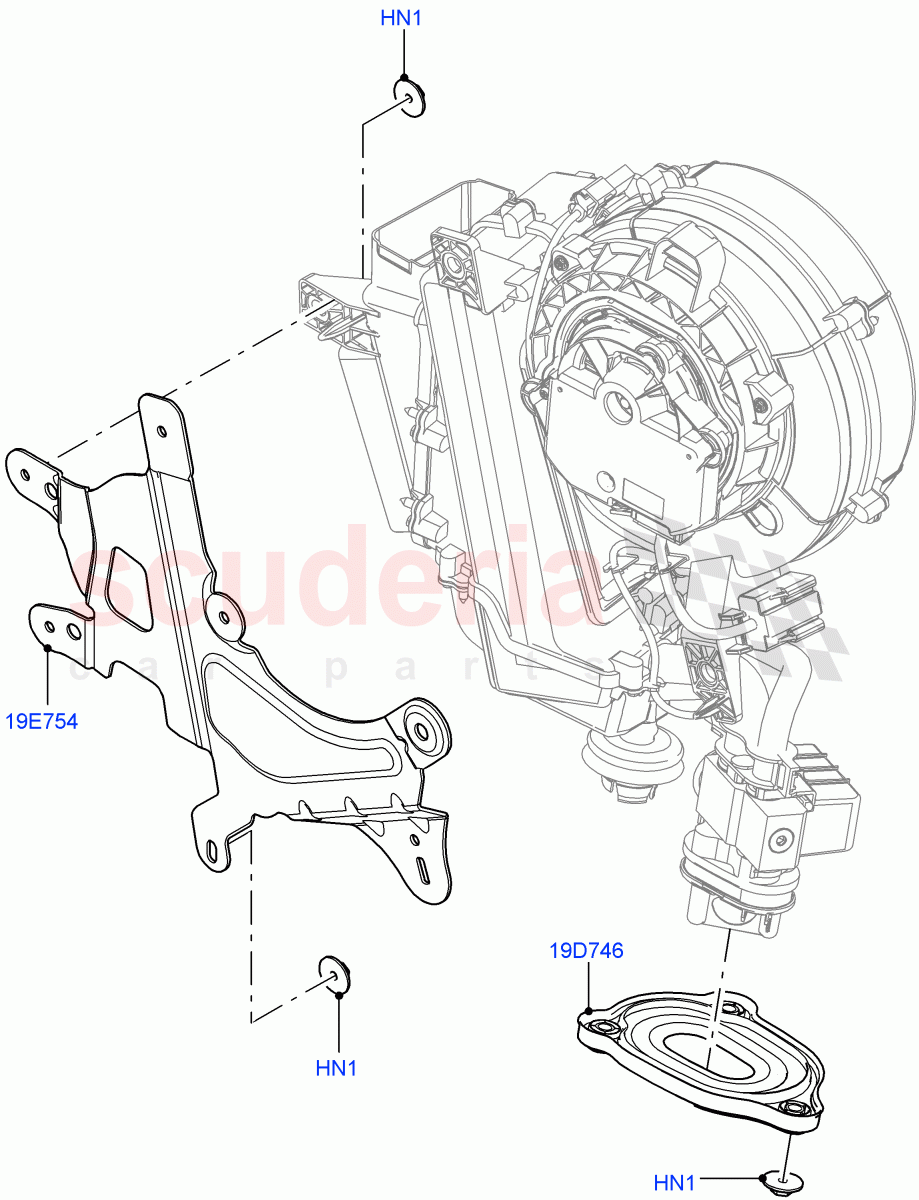 Heater/Air Cond.External Components (Auxiliary Unit) (Standard Wheelbase, 3 Zone Air Conditioning + Chiller) of Land Rover Land Rover Defender (2020+) [5.0 OHC SGDI SC V8 Petrol]