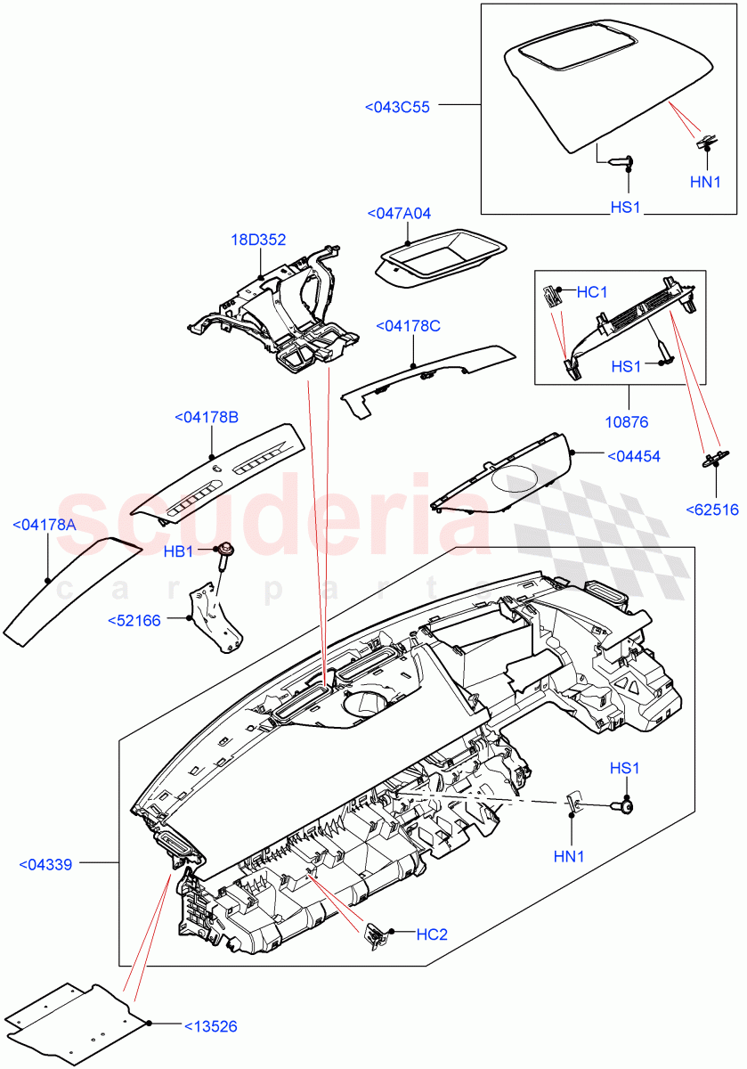 Instrument Panel (External Components, Upper) (Head Up Display) of Land Rover Land Rover Range Rover Velar (2017+) [3.0 I6 Turbo Diesel AJ20D6]