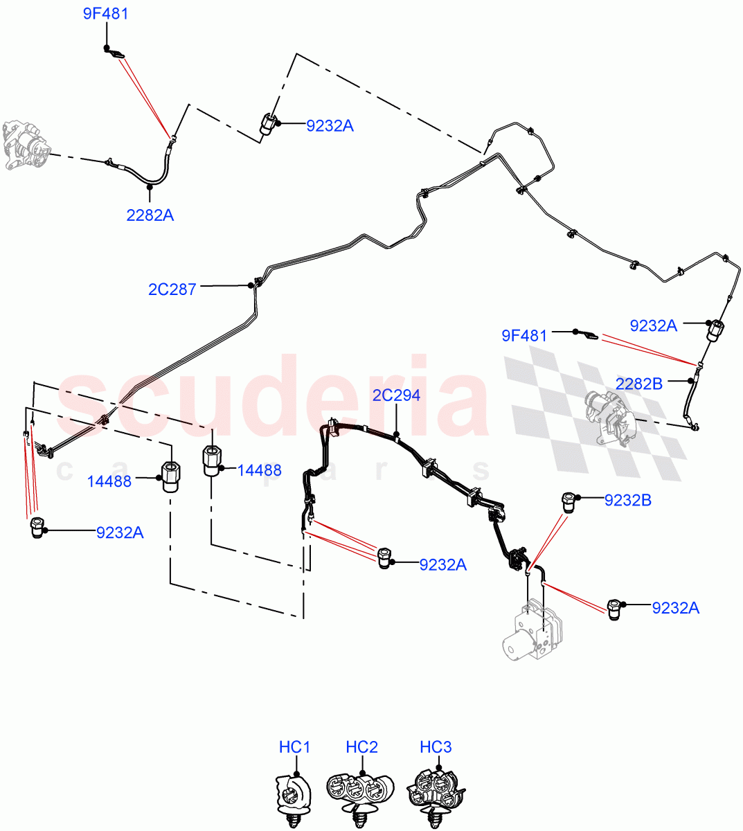 Rear Brake Pipes (RHD) ((V) TOLA999999) of Land Rover Land Rover Range Rover Velar (2017+) [3.0 DOHC GDI SC V6 Petrol]