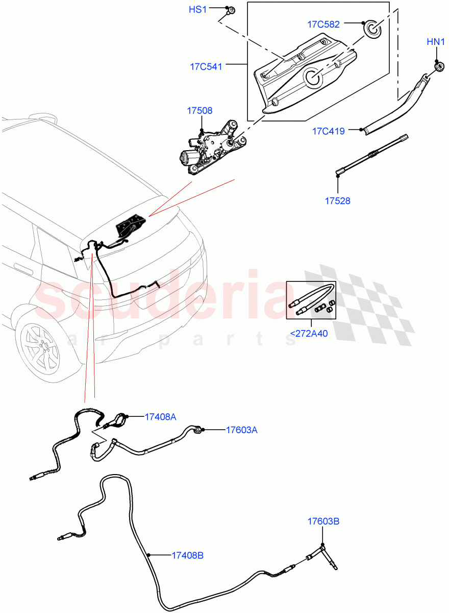 Rear Window Wiper And Washer (Halewood (UK)) of Land Rover Land Rover Range Rover Evoque (2019+) [1.5 I3 Turbo Petrol AJ20P3]