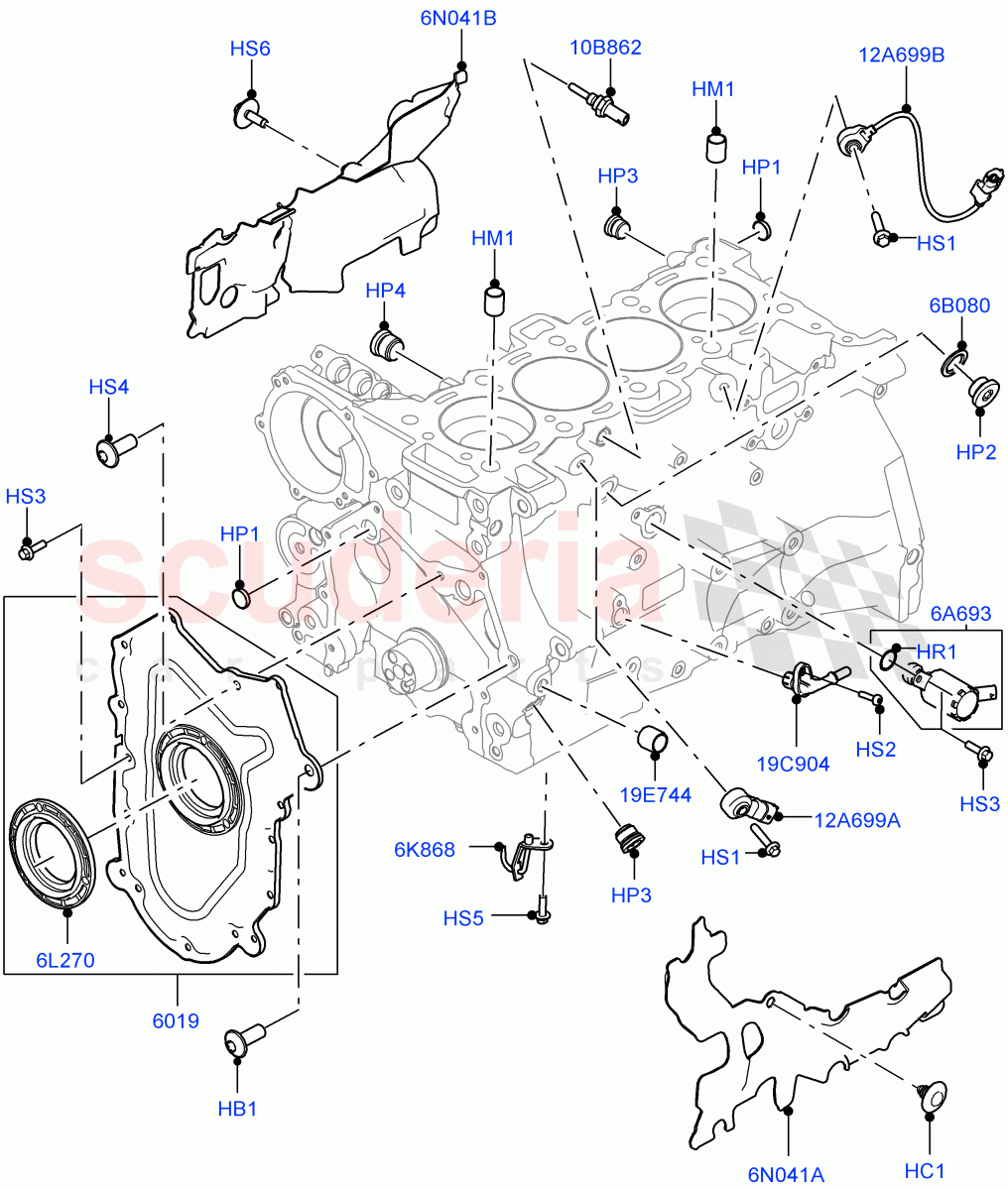 Cylinder Block And Plugs (Nitra Plant Build) (2.0L AJ200P Hi PHEV) ((V) FROML2000001) of Land Rover Land Rover Defender (2020+) [2.0 Turbo Petrol AJ200P]