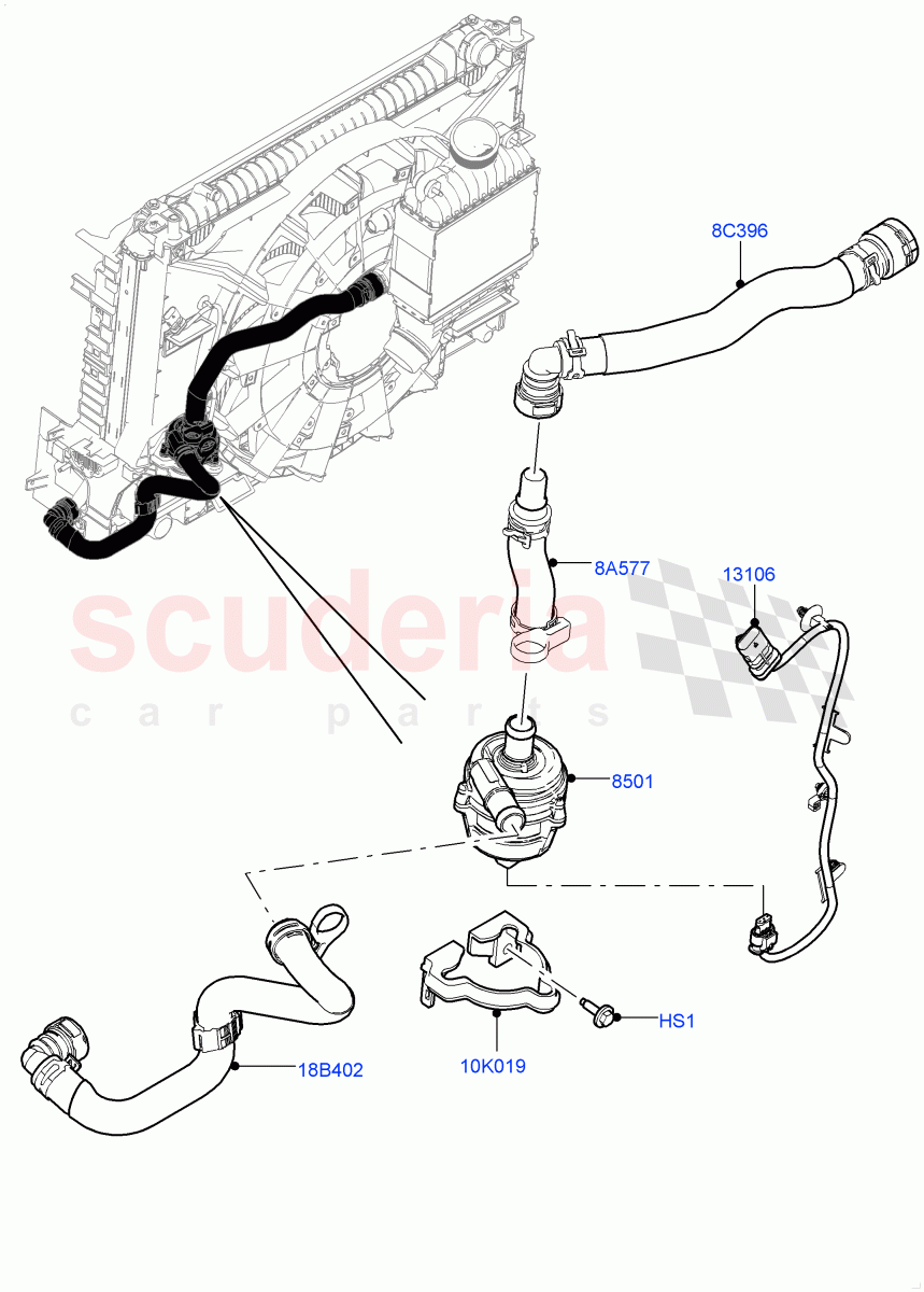 Water Pump (Auxiliary Unit) (3.0 V6 D Gen2 Twin Turbo) of Land Rover Land Rover Range Rover Velar (2017+) [3.0 Diesel 24V DOHC TC]